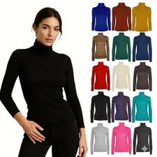 LADIES WOMENS POLO NECK ROLL