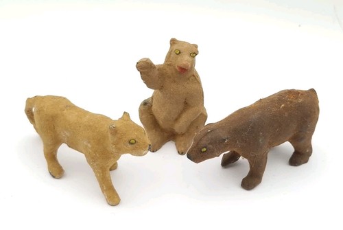 Vintage flocked lead animals - flocked,