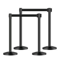 VEVOR 4 Pcs Stanchion Post with 4 Retractable Belts & Sand Injection Hollow Base