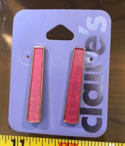 Earrings pink metal line - earrings,