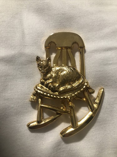 Brooch figural cat rocking - cat,