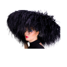 BLACK  EXTRA LARGE OSTRICH FEATHER HAT ASCOT WEDDING