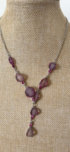 Red tear drop festoon necklace - tear,