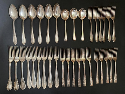 Large mixed silver plate - mixed,