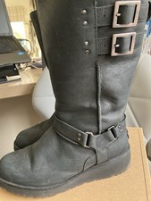 Ugg Australia leather Waterproof Black Boots Size Uk 5.5