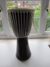 Djembe wooden African drum  20.5" tall, 9" goat skin head, bongo