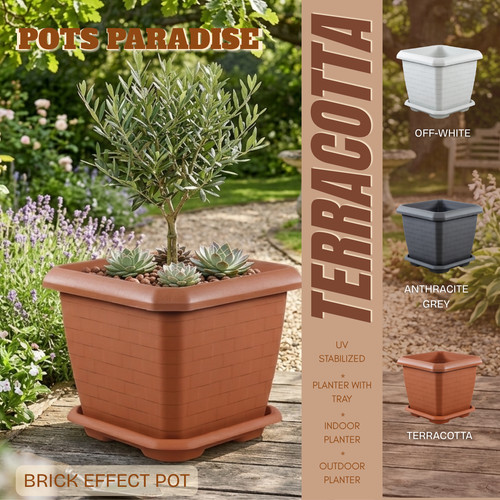 Large square pot brick - large,