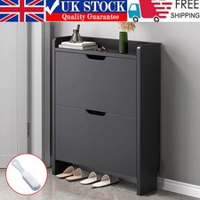 2 Drawer Shoe Rack Shoes Storage Cabinet Wooden Cupboard Organiser Holder Stand