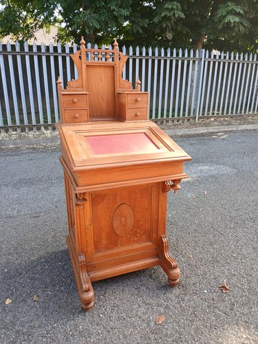 Vintage ornate oak davenport - ornate,