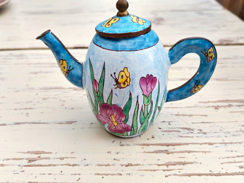 Miniature enamel teapot - miniature,