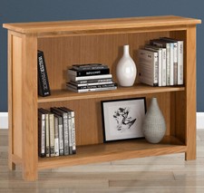 Wide Bookshelf, Low Oak