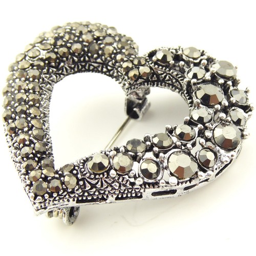 Heart brooch dark crystal - heart,