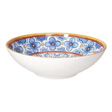 Round Melamine Salad Bowl Narciso Blue With Decorations Ø 30 Cm - Tognana