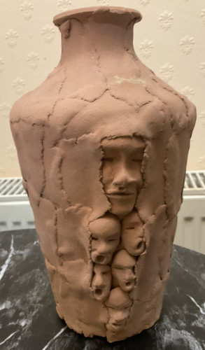 Terracotta art vase ooak - art,