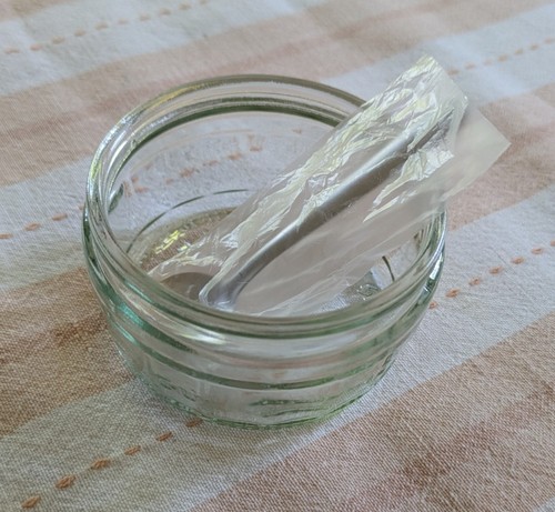 Small glass dish - &, spoon