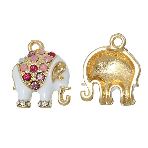 Elephant charms 5pcs white - elephant,