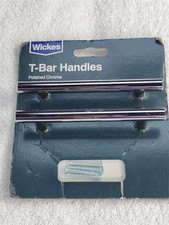 Wickes 2 Pack T Bar Cupboard Doors Handle 135mm with screws Polished Chrome
