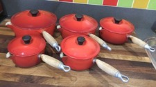 Vintage Le Creuset Cast Iron Saucepan Cooking Set 22,20,18,16,14 Red