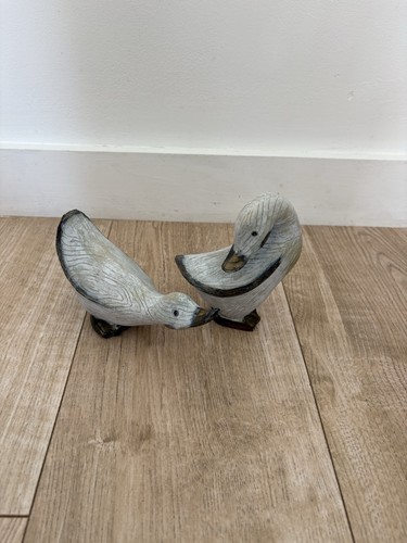 Pair rustic carved wooden - pair,