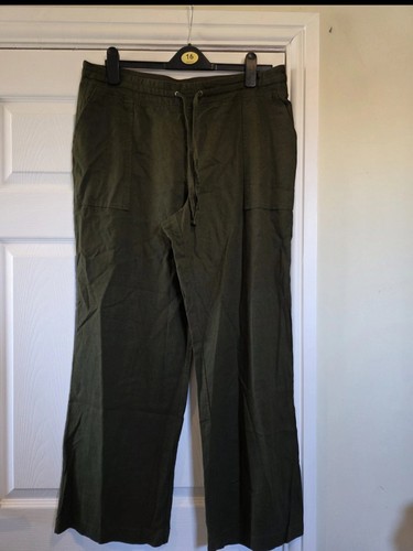 Khaki linen trousers women - linen,