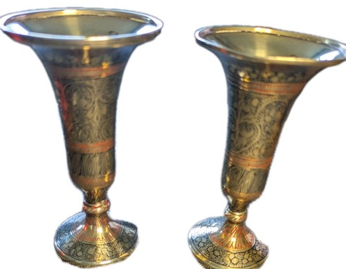 Pair vintage etched brass - vintage,