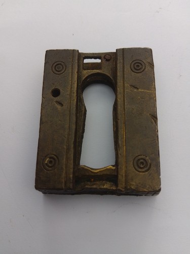 Brass warded key escutcheon - key,