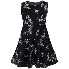 Kids Girls Ruffle Dress Sleeveless Black Floral Party Fashion Summer Dresses