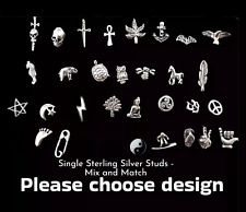 925 Sterling Silver Earrings Stud Surfer Buddha Skull SINGLE STUDS - MIX N MATCH