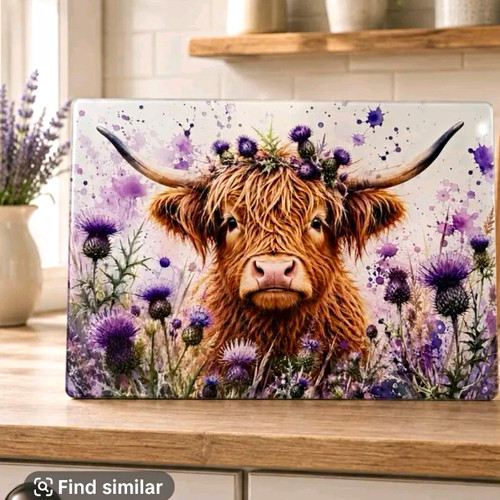 Highland cow purple thistle - purple,