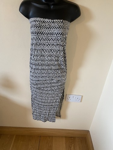 Black white long strapless - black/white,