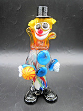 1960's MURANO GLASS CIRCUS CLOWN, VINTAGE. FOOTBALL, BLUE BUTTONS. HEIGHT: 22 CM