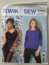 Kwik Sew Misses' Top Pattern K4014 Size XS, S, M, L, XL UNCUT