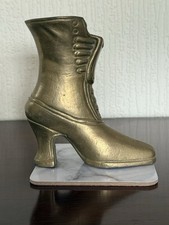 Vintage Brass Victorian Ladies Boot  Ornament  Long Match Holder Vase Fireplace