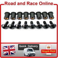 Replacement Black Motorcycle Screen Screws - Well Nuts - Washers Pack Of 8 