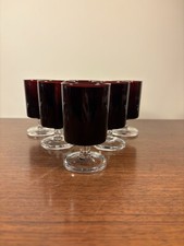 Set Of 6 Vintage French Luminarc Cavalier Ruby Red Glasses
