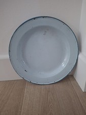 Vintage Enamel Plate Pale Blue