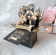 Pop Up Birthday Card 3D Black