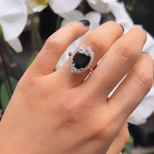 2.50 Ct Oval Cut Black Diamond Halo Wedding Engagement Ring 14K Rose Gold Finish