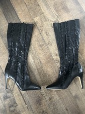 Black Leather Knee High Boots