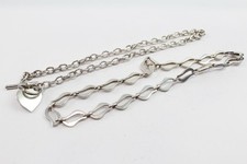 Sterling Silver Necklaces T-Bar Panel Belcher Link Modernist x 2 (61g)