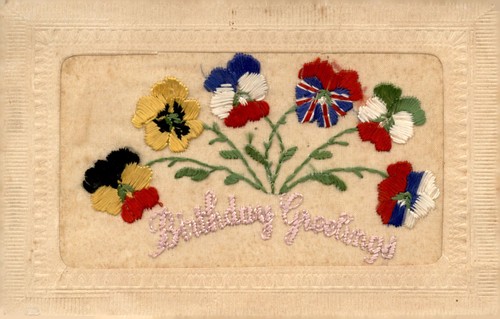Ww1 silk embroidered postcard - silk,