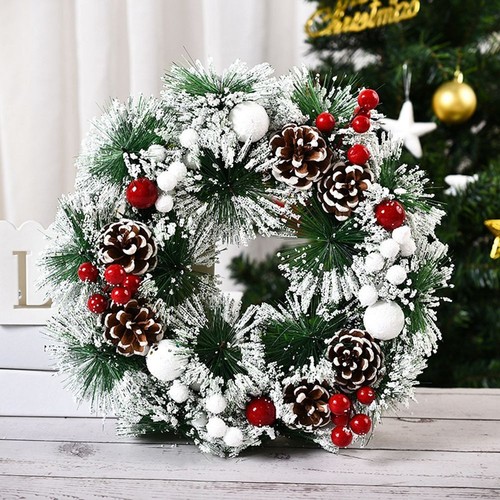 Large snowy christmas - christmas, wreath