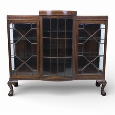 Mahogany breakfront bookcase - breakfront,