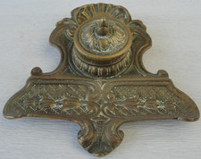 Antique brass inkwell - antique,