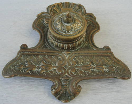 Antique brass inkwell - brass,