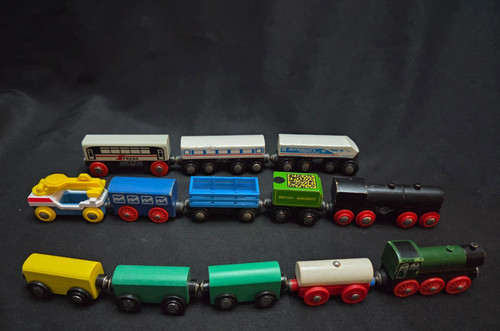 Wooden railway train - railway, bundle