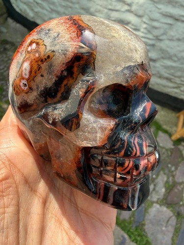 Sardonyx crystal skull carving - sardonyx,
