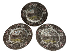 Royal Tudor Ware Staffordshire Coaching Taverns Rimmed Soup Plates, Set of 3