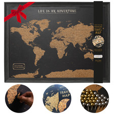 Travel Map World Pinboard | Various Sizes | Cork Design | Includes Pins | SPLOSH