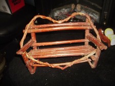 MINIATURE REAL WOODEN RUSTIC VINE GARDEN BENCH WELL MADE STURDY IDEAL DOLLS 9"